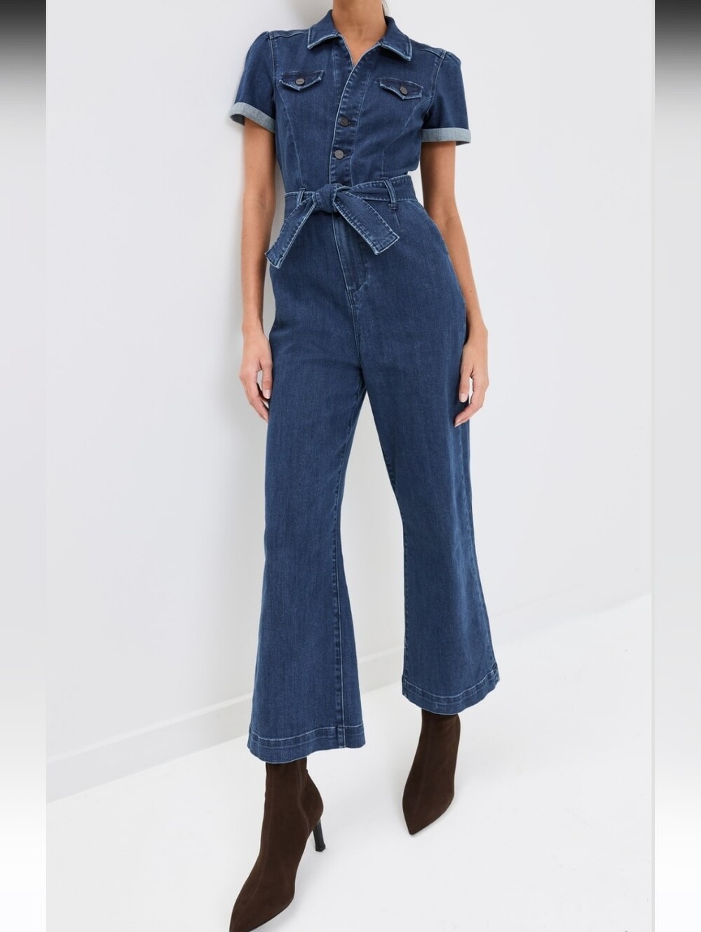 Paige Anessa Jumpsuit 8 Denim Jilena Wide Leg Boho Retro Western